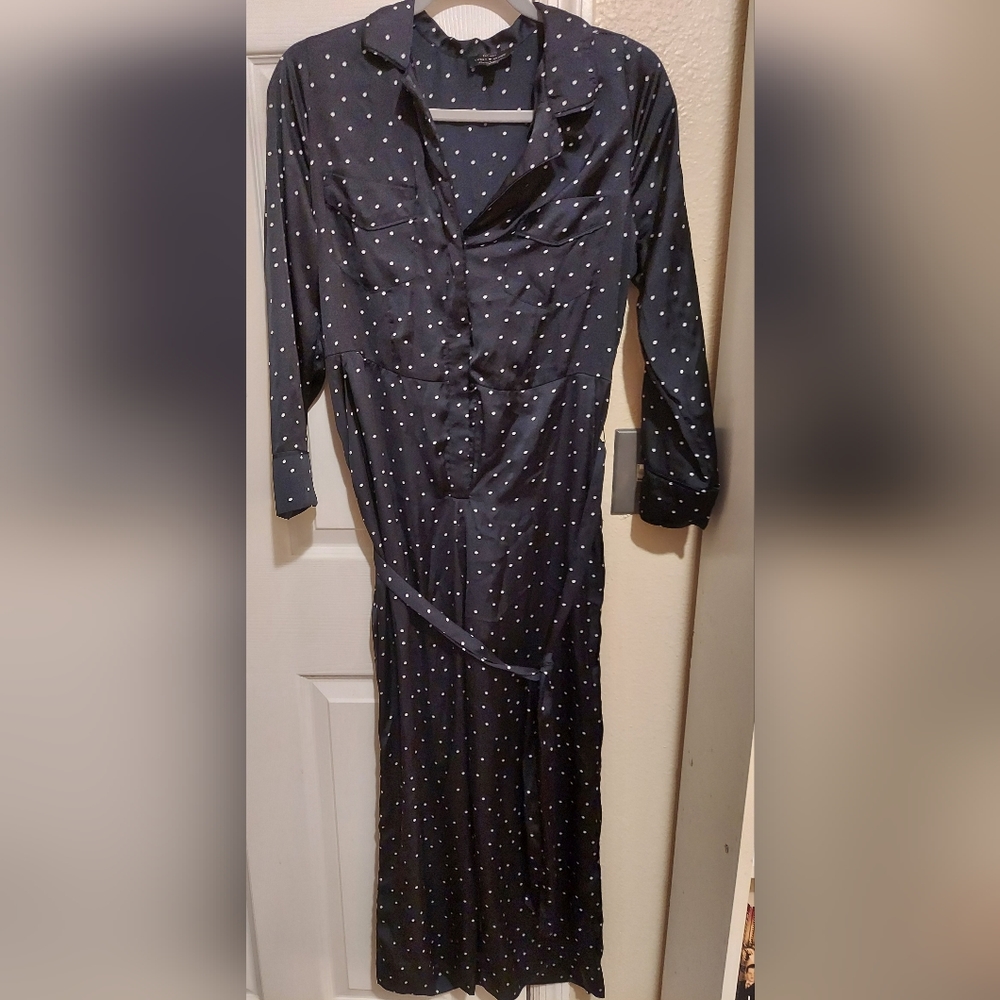 Lucky Brand polka dot satin jumpsuit